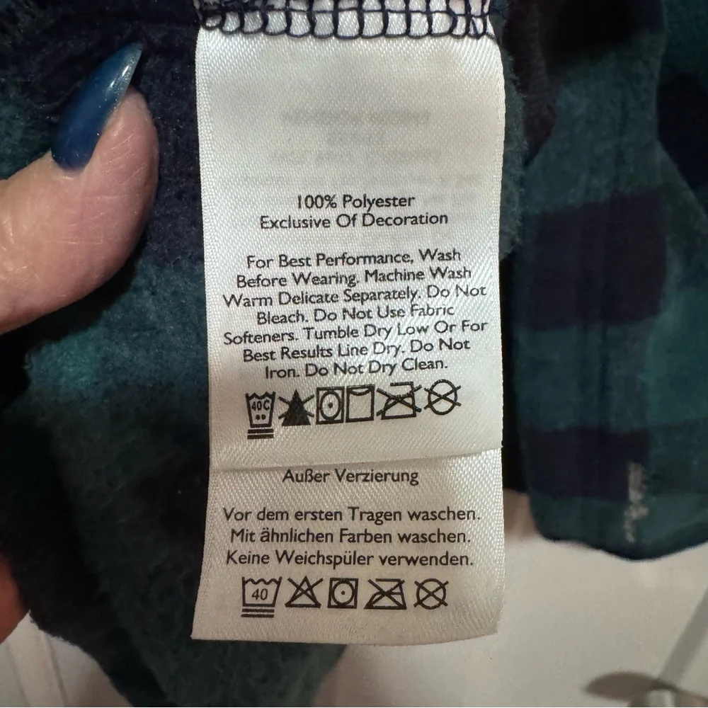 Eddie Bauer Green and Navy Checkered Fleece - size XL EUC - Picture 5 of 9